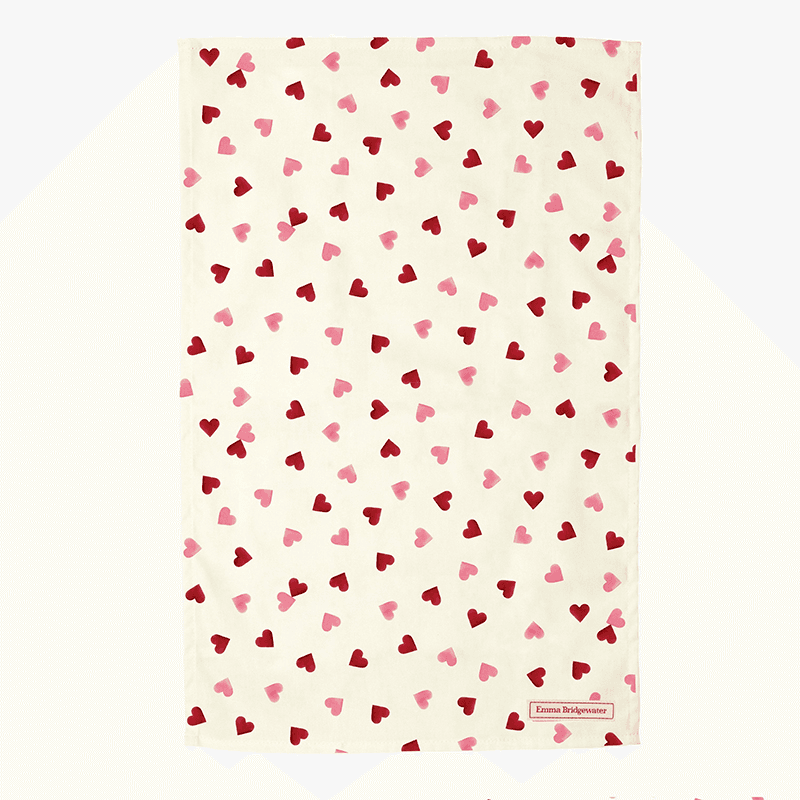 Pink Hearts Oven Glove/Tea Towel Set