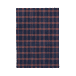 Image showing the Check Throw, H190cm x W130cm, Blue/Rusty Red product.