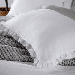 Image showing the Organic Retreat Ruffle Pair of Oxford Pillowcase, White product.