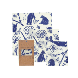 Image showing the Bears & Bees Print Pack of 3 food wraps, small/med/large product.