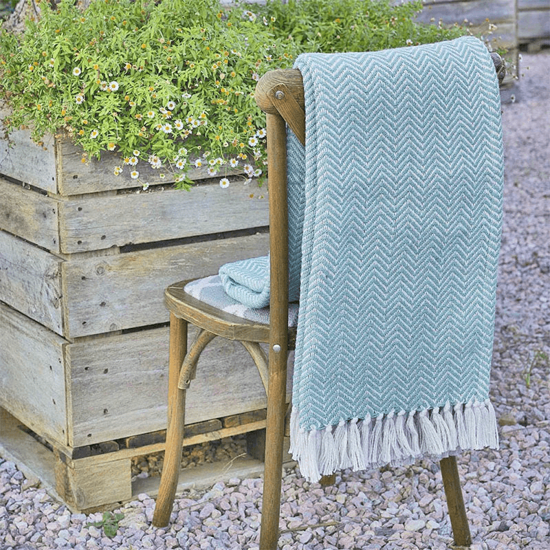 Herringbone Blanket, 250cm x 130cm, Teal