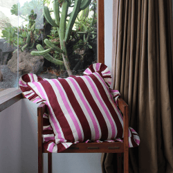 Image showing the Stripe Cushion Cover, 60 x 60cm, Burgundy & Cerise product.