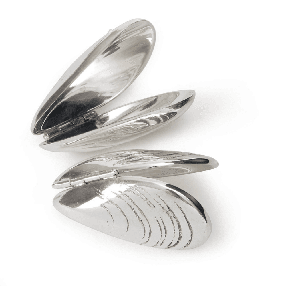 Pair of mussel eaters, 7cm, Silver Plate