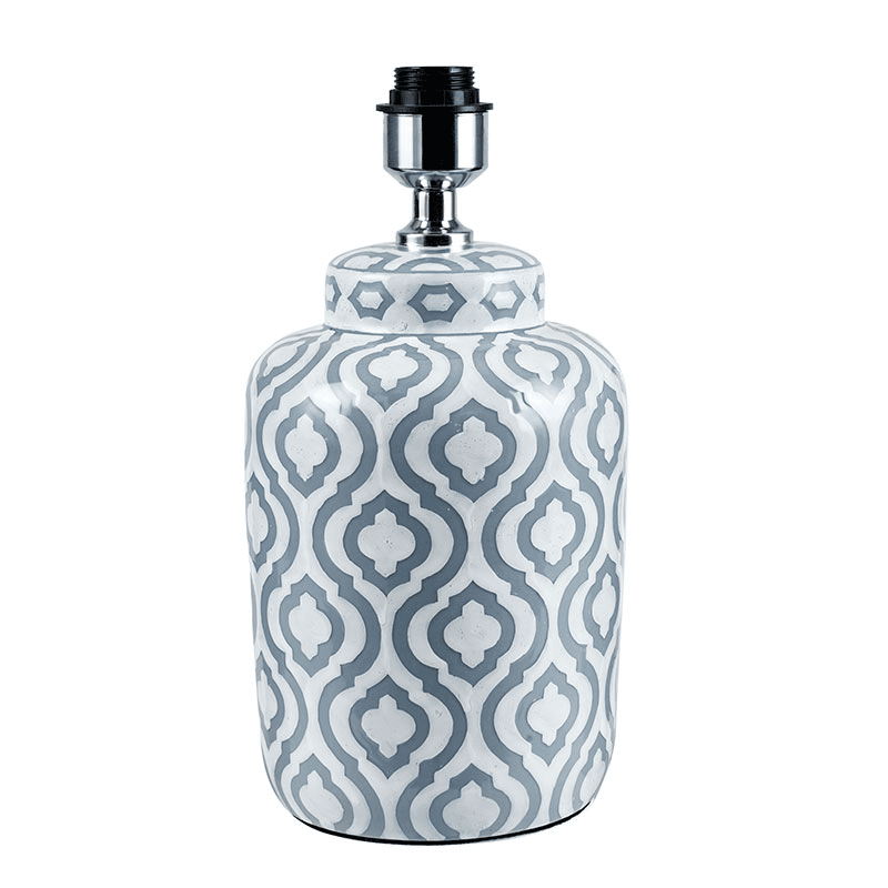 Ceiia Table Lamp With Linen Drum Shade, H24cm, Grey & White
