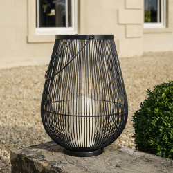 Image showing the Venere Lantern with Glass Insert, H46cm, Black product.
