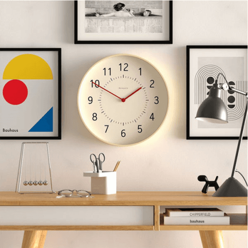 Monopoly Wall Clock, D40cm, Light Plywood/Red