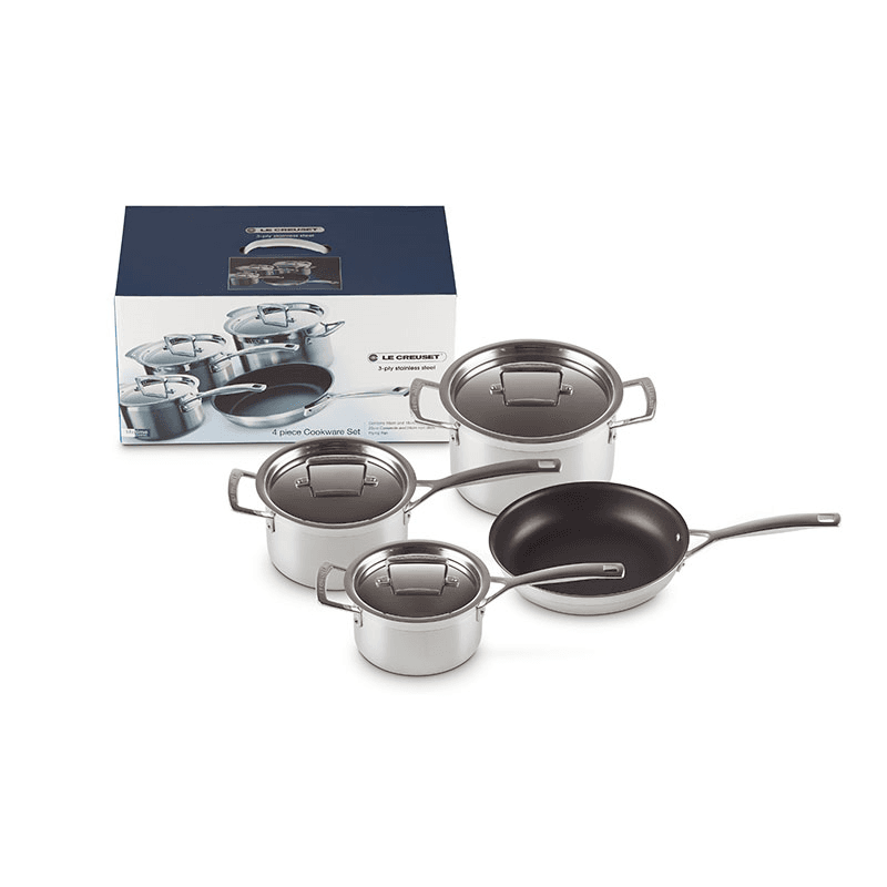 Classic 3-ply 4-Piece Cookware Set, Stainless Steel