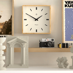 Image showing the Fiji Wall Clock Moped Dial, 30cm, Light Bamboo product.