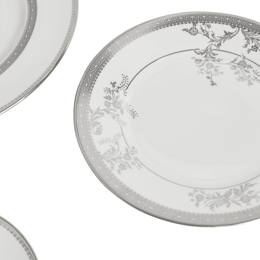 Lace 10 Piece Dinnerware Set, Platinum