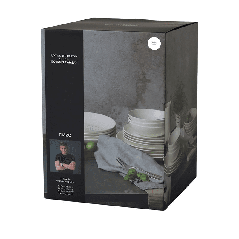 Gordon Ramsay Maze 16 Piece Dinnerware Set, White