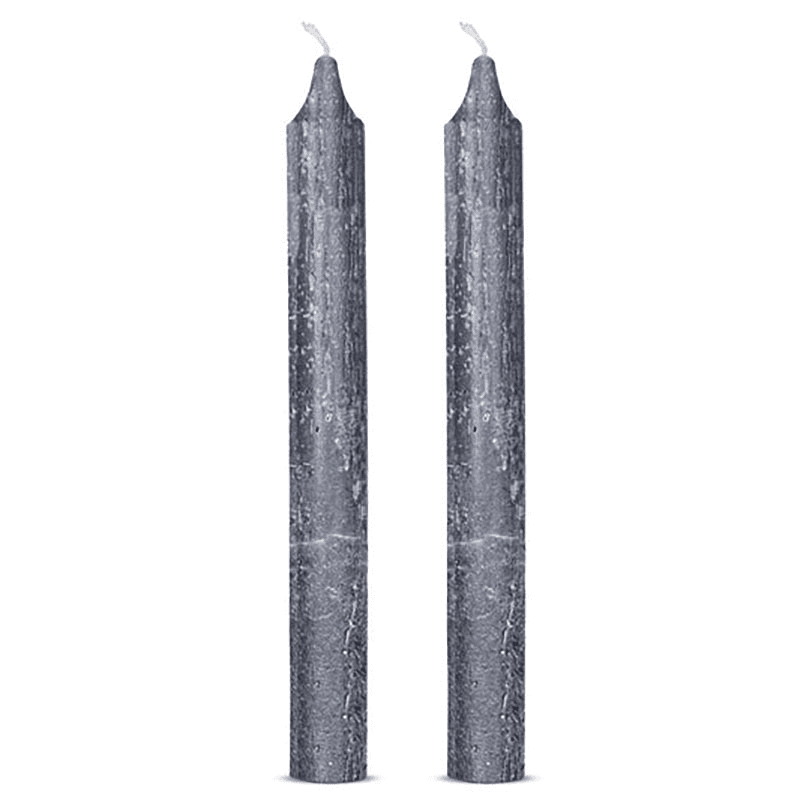 Rustic Set of 2 Dinner Candles, H20.5cm, Charcoal