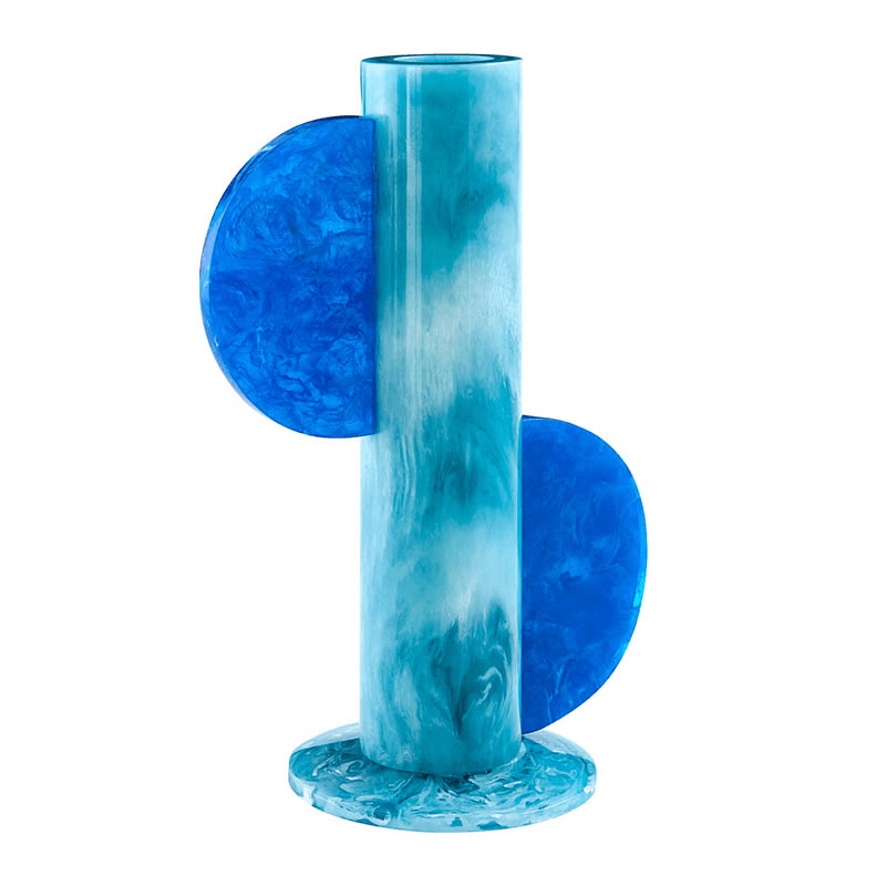 Mustique Cylinder Vase, H31cm, Turquoise/Blue