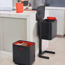 Image showing the Totem Max Intelligent waste bin, H81.4 x W39 x D36.6cm, Graphite product.