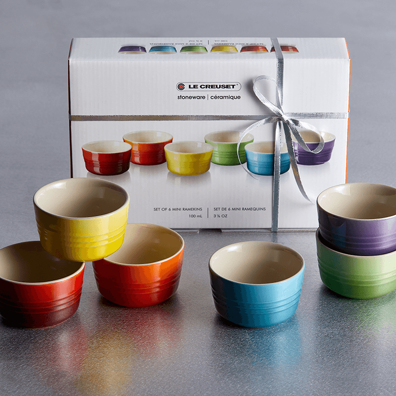 Stoneware Set of 6 mini ramekins, rainbow