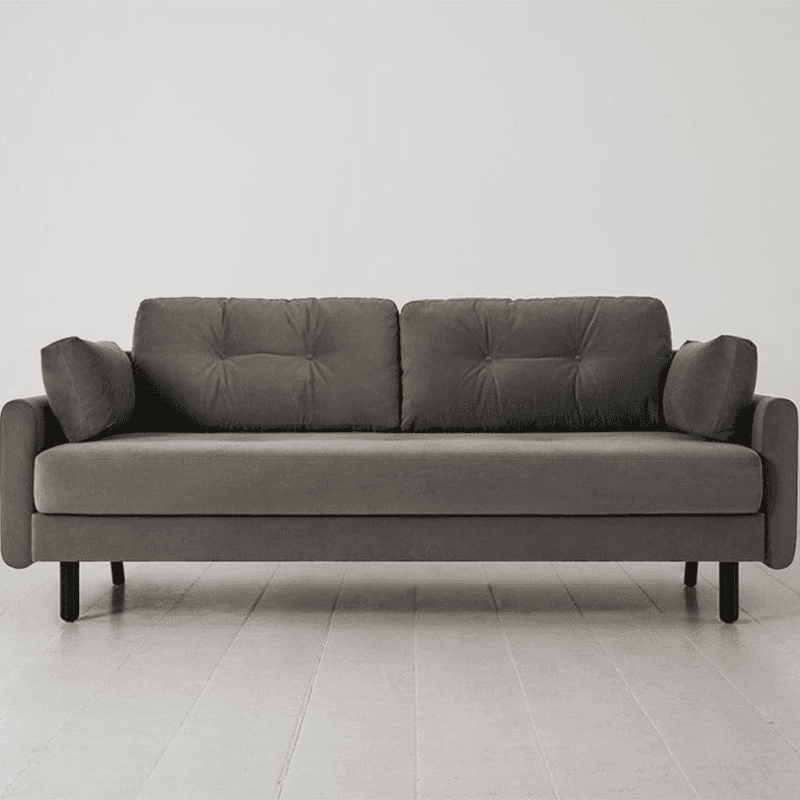 Model 04 3 Seater Velvet Sofa, Elephant
