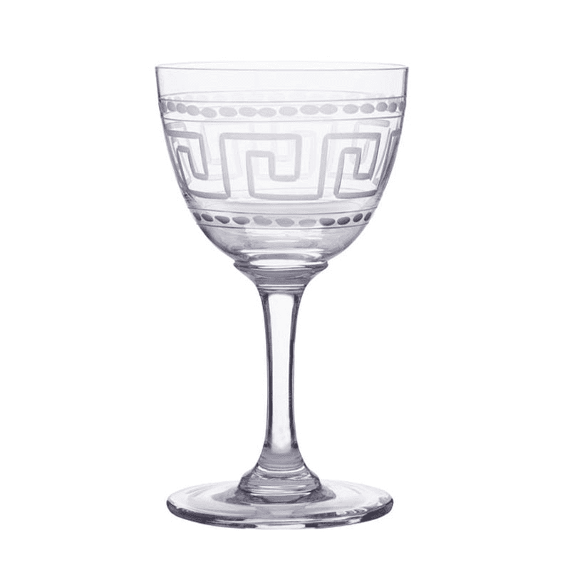 Greek Key Set of 6 Crystal Liqueur Glasses, 80ml, Clear