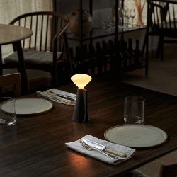 Image showing the Mantle Portable Lamp with R80 LED Bulb, Granite Black product.
