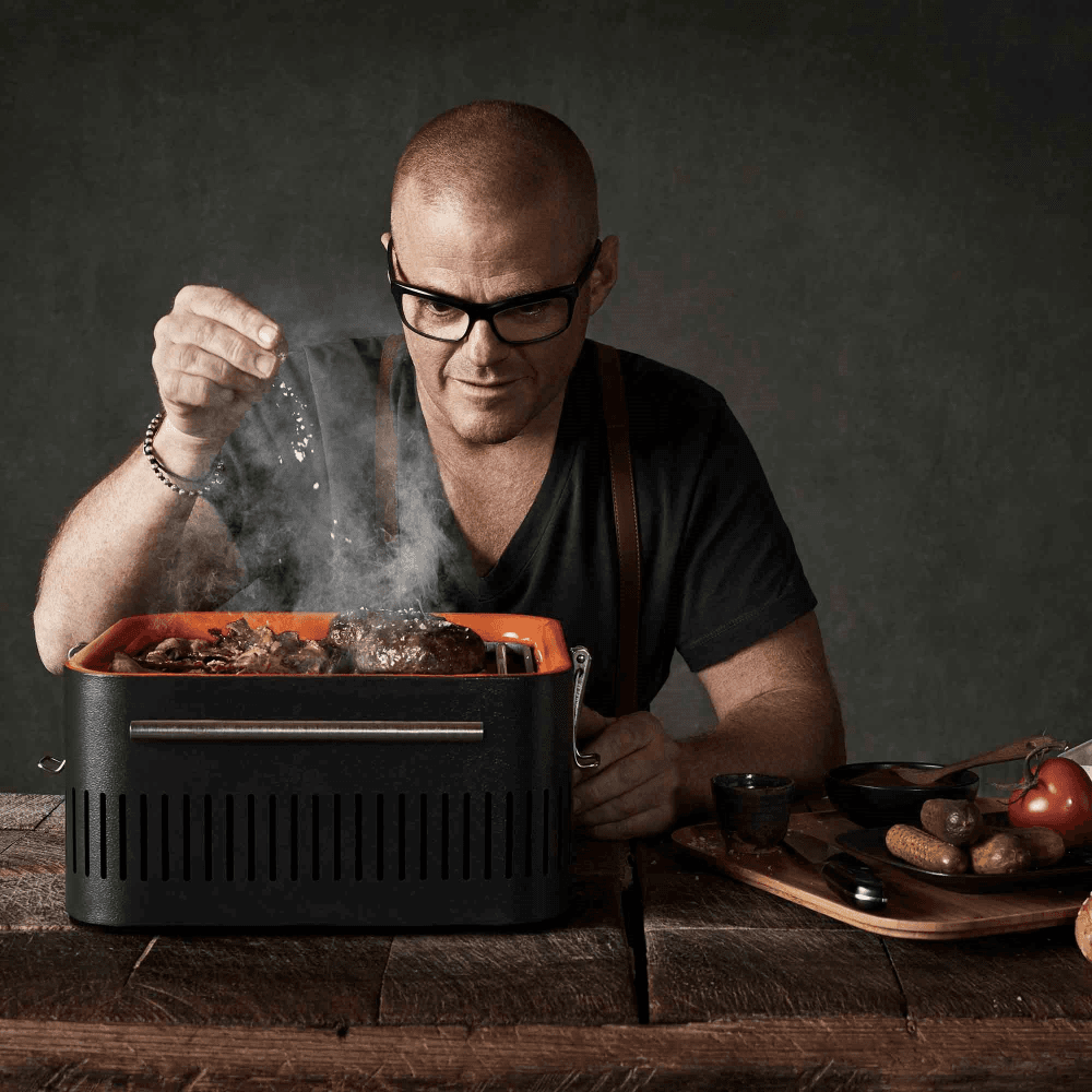 Cube Charcoal portable barbeque, H23 x D35 x W43cm, Orange