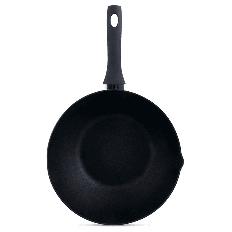 Non-Stick Pressed Aluminium Wok, 30cm, Black