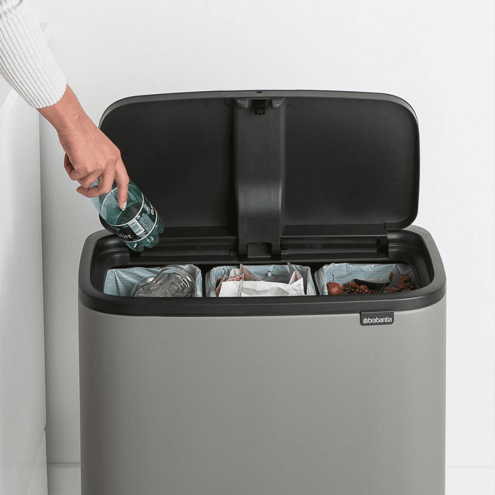 Bo Recycling Bin with 3 Inner Buckets, Mineral Concrete Grey