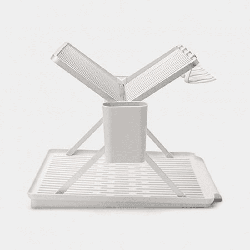 SinkSide Foldable Dish Drying Rack, Large, Light Grey