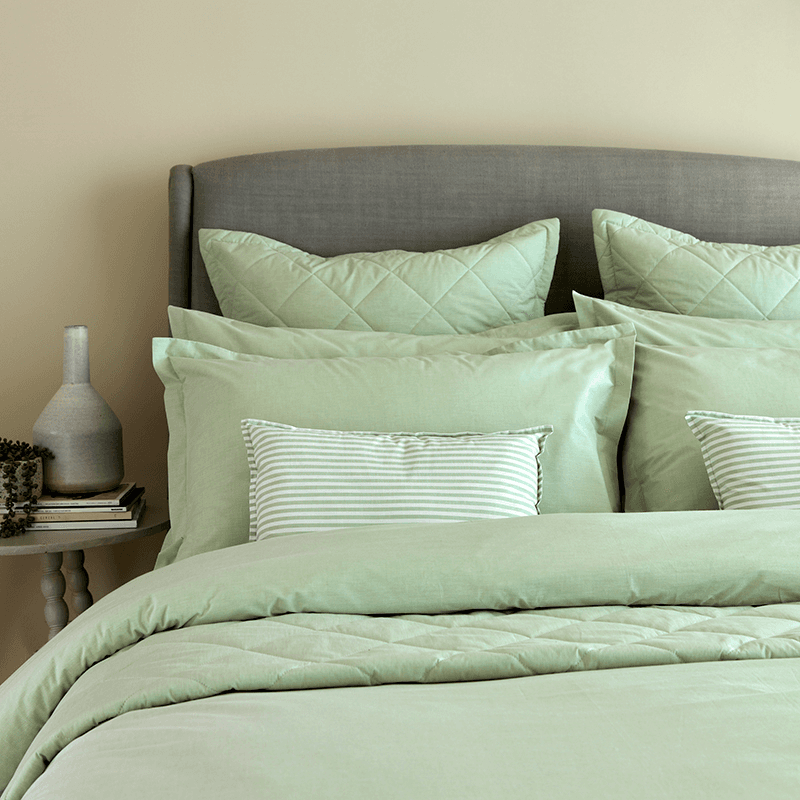 Stornoway Chambray Fitted Sheet, Super King, Green