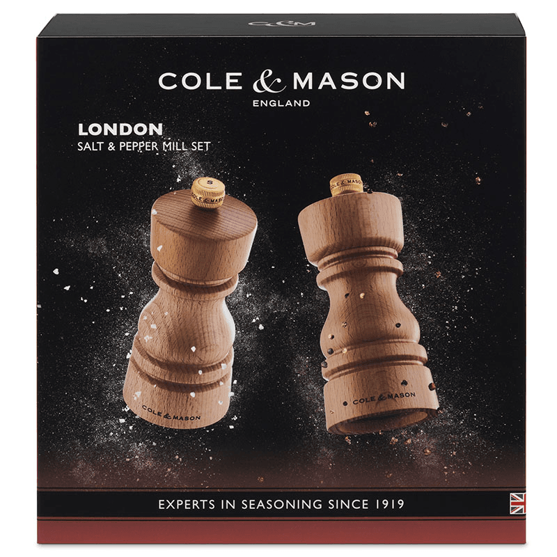 London Salt & Pepper Mills, 130mm, Natural Beech