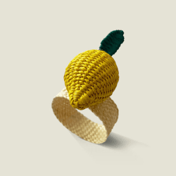 Image showing the Narino Lemon Set of 4 Woven Napkin Rings, Yellow product.