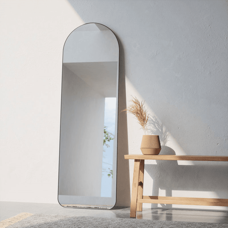 Hubba Arched Leaning Mirror, 51 x 157cm, Titanium