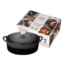 Image showing the Halo Cast Iron Oval casserole dish, D28cm, black product.