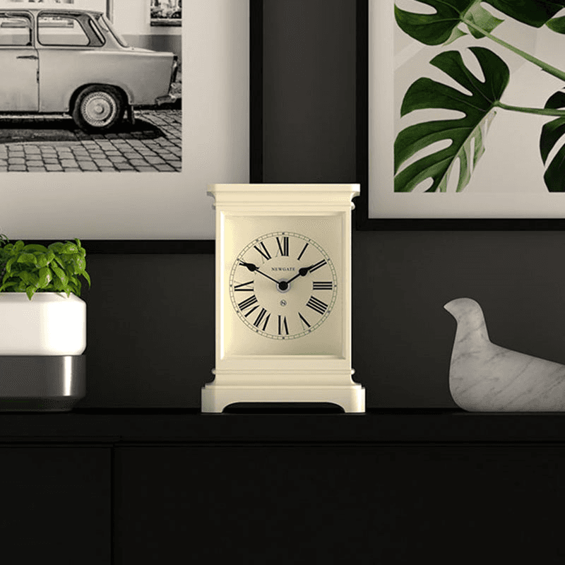 Time Lord Mantel Clock, 21.9cm, Linen White