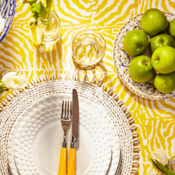 Image showing the Zebra Tablecloth, 145 x 300cm, Yellow product.