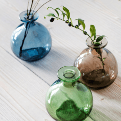 Image showing the Round Bud Vase, Recycled Glass, Blue, 12cm product.