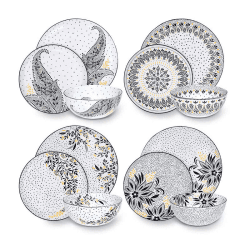 Image showing the Artisanne Noir 12 Piece Dinnerware Set, Monochrome product.