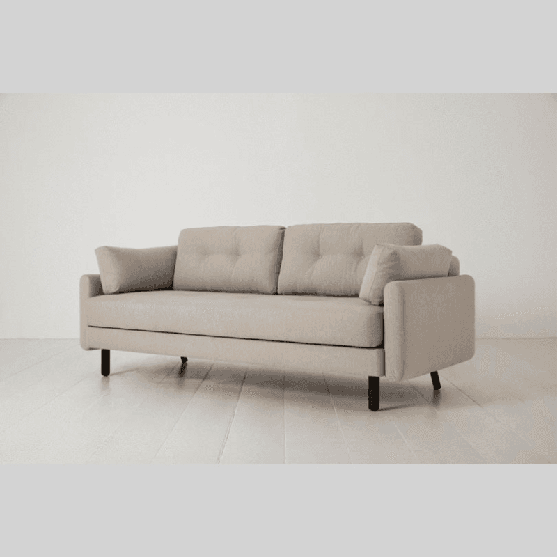 Model 04 3 Seater Linen Sofa Bed, Pumice