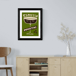 Image showing the Fox and Velvet Espresso Martini Art Print, H44 x W35.5cm, Green product.