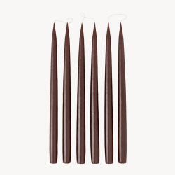 Image showing the Set of 6 Tapered Dinner Candles, H35cm, Dark Brown product.