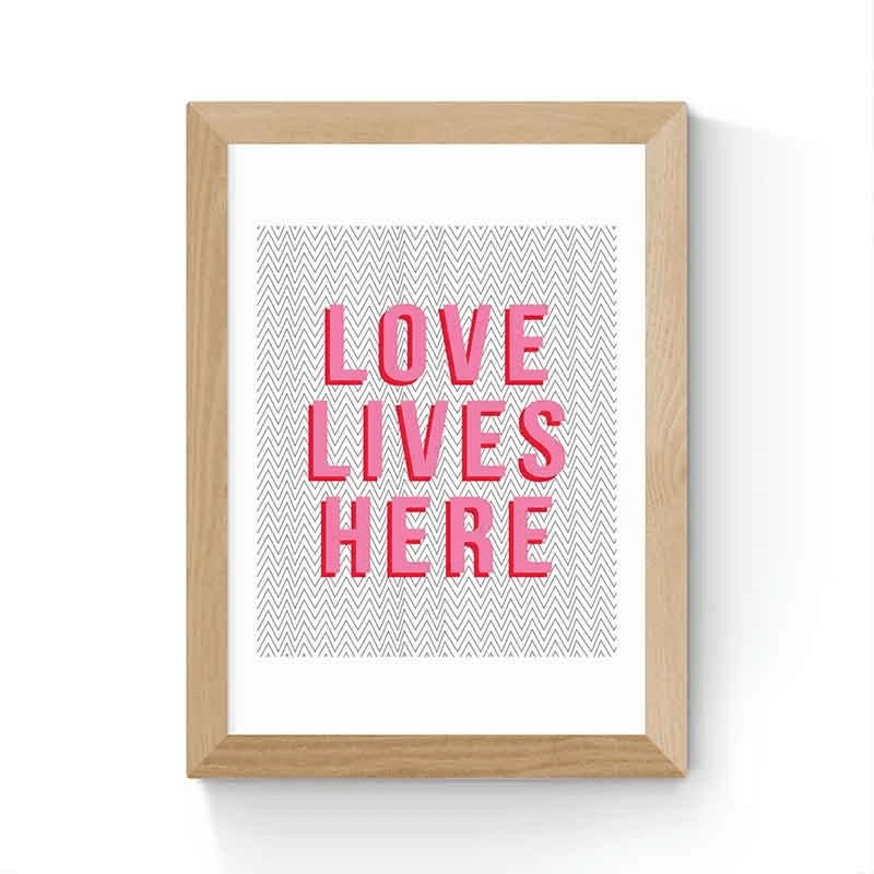 The Native State Love Lives Here Print, 48 x 35.5cm, Pink