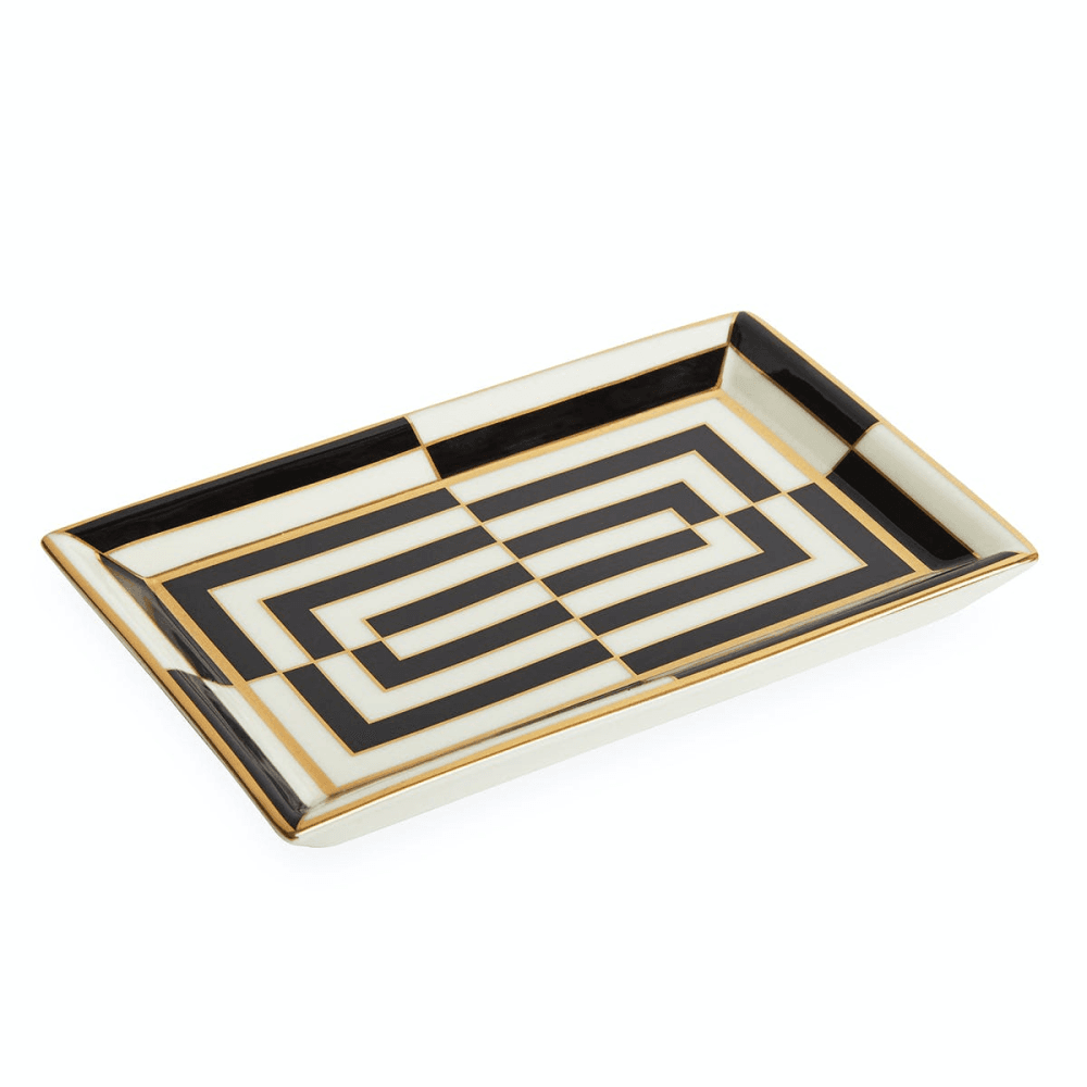 Op Art Rectangle tray, Black/White