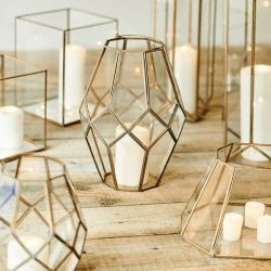 Image showing the Mohani Lantern, H35 x D25cm, Antique Brass/Clear product.