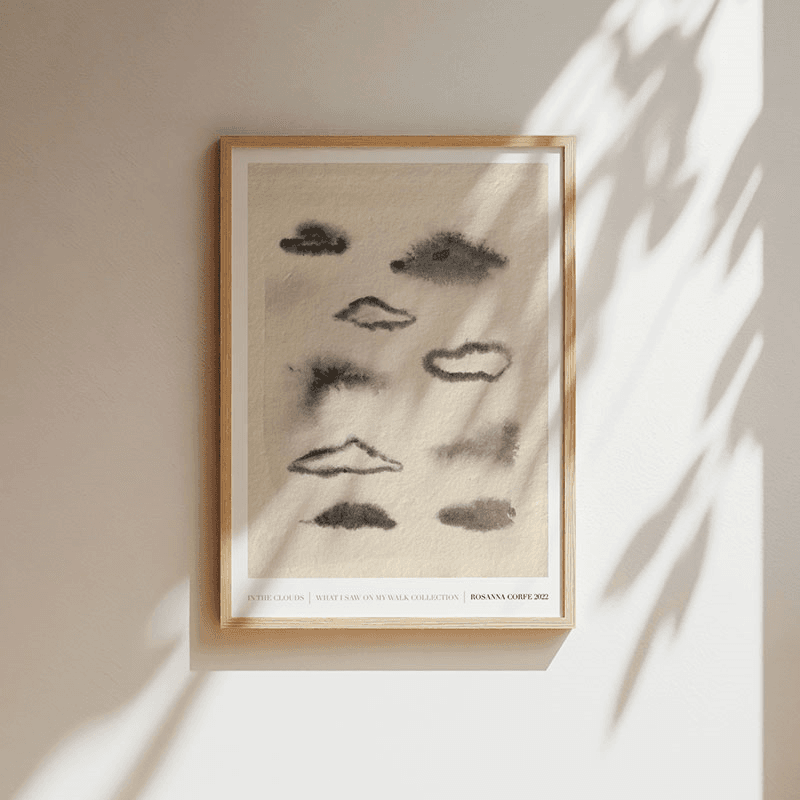 Clouds Recycled Paper Print, A3, Grey