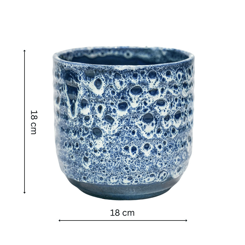 Reactive Glaze Planter, D18cm, Blue