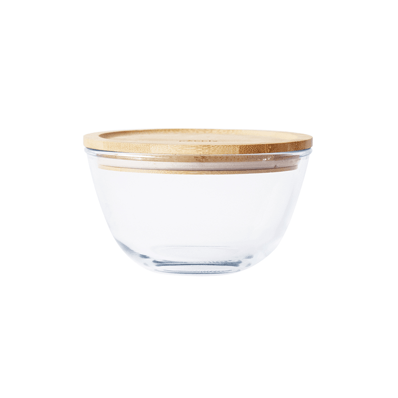 Glass Bowl With Bamboo Lid, 770ml, Clear