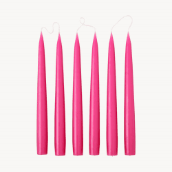 Image showing the Set of 6 Tapered Dinner Candles, H25cm, Light cherry product.