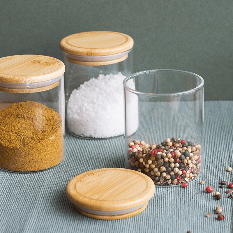 Glass Set Of 3 Spice Canisters, 75ml, Clear