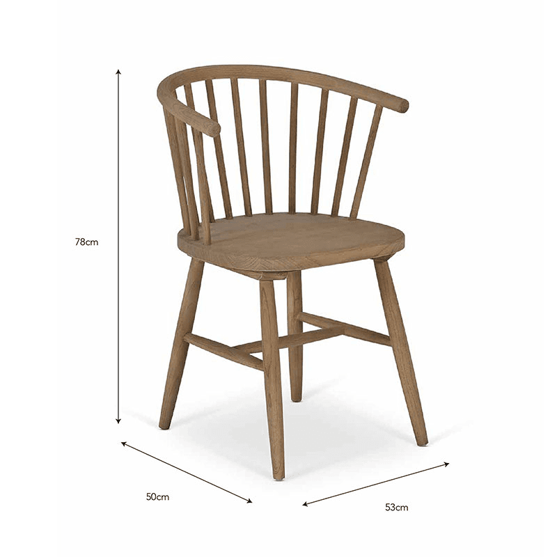 Landrake Set of 2 Curved Back Dining Chairs, Natural