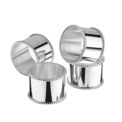 Image showing the Bead Set of 4 mounted napkin rings, 25 Year Silver Plate product.