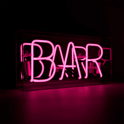 Image showing the Neon Box Bar Glass Sign, H38 x W19cm, Pink product.