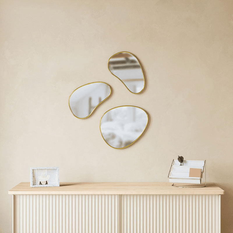 Hubba Set of 3 Mirrors, Brass