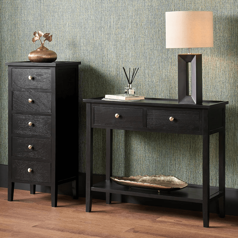 Chelmsford Console Table, Satin Black
